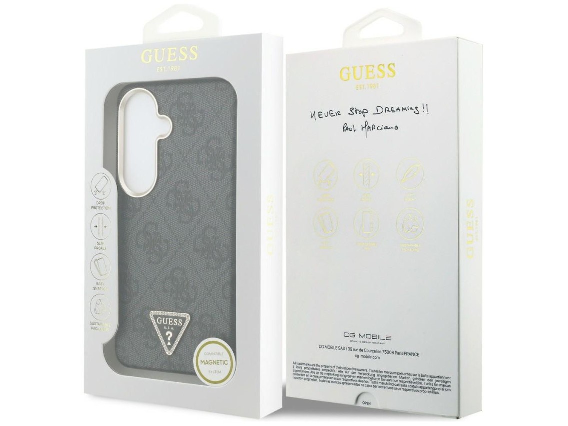 Funda Guess 4G con logo triangular y MagSafe para Samsung Galaxy S26+ - Negra