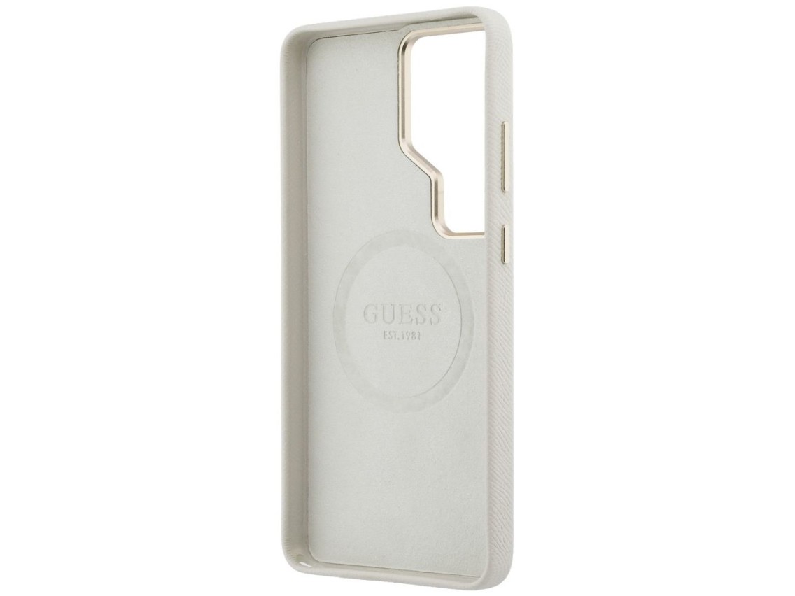 Guess Rhinestone Round Logo MagSafe Case for Samsung Galaxy S26 Ultra - Beige