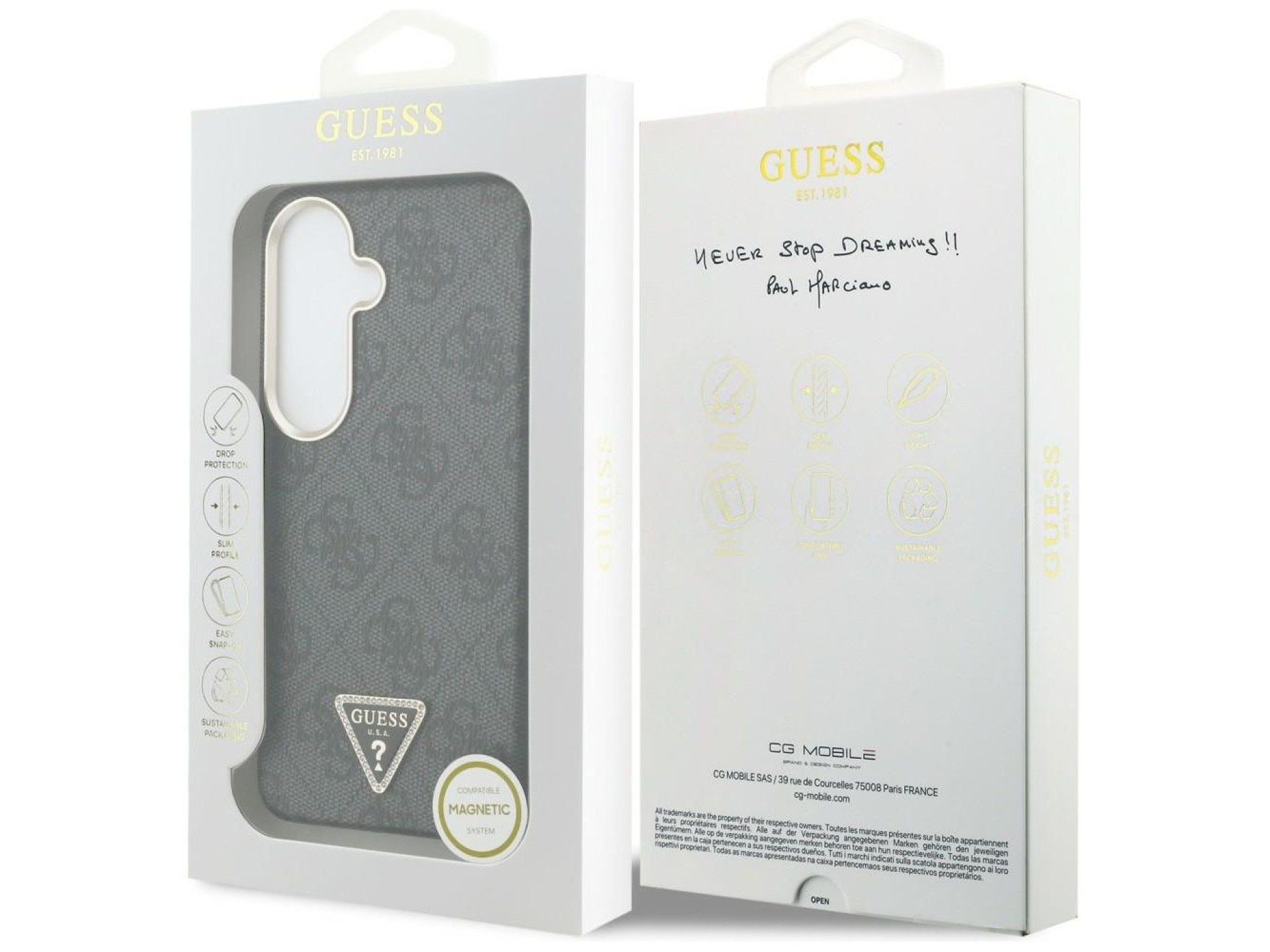Funda Guess 4G con logo triangular y MagSafe para Samsung Galaxy S26+ - Negra