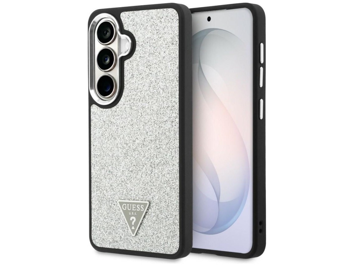 Funda Guess Fixed Glitter Triangle MagSafe para Samsung Galaxy S26+ - plateada