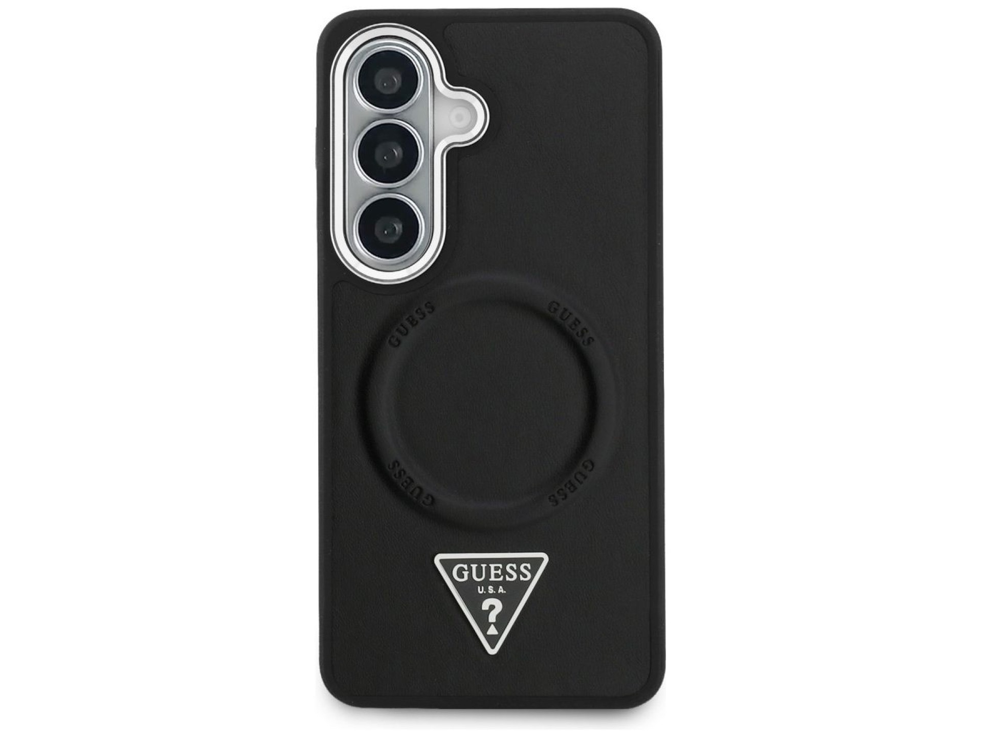 Guess Embossed Ring Triangle Logo MagSafe case for Samsung Galaxy S26 - black