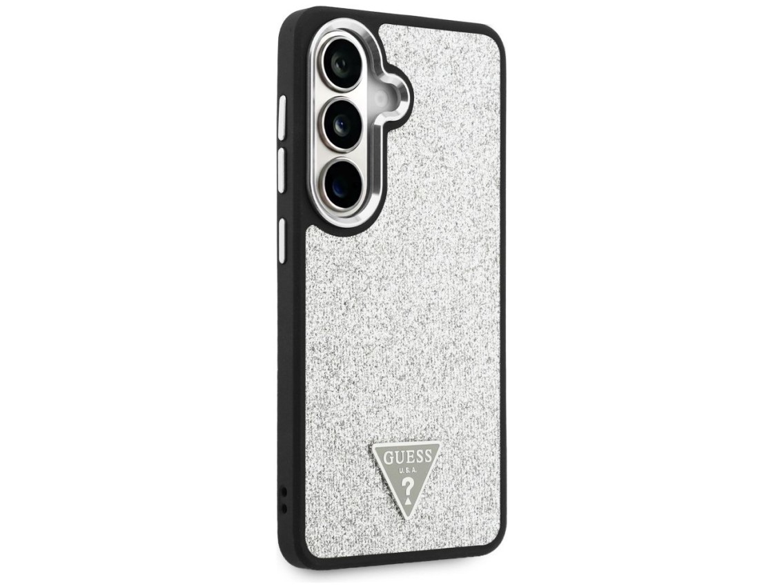 Funda Guess Fixed Glitter Triangle MagSafe para Samsung Galaxy S26+ - plateada