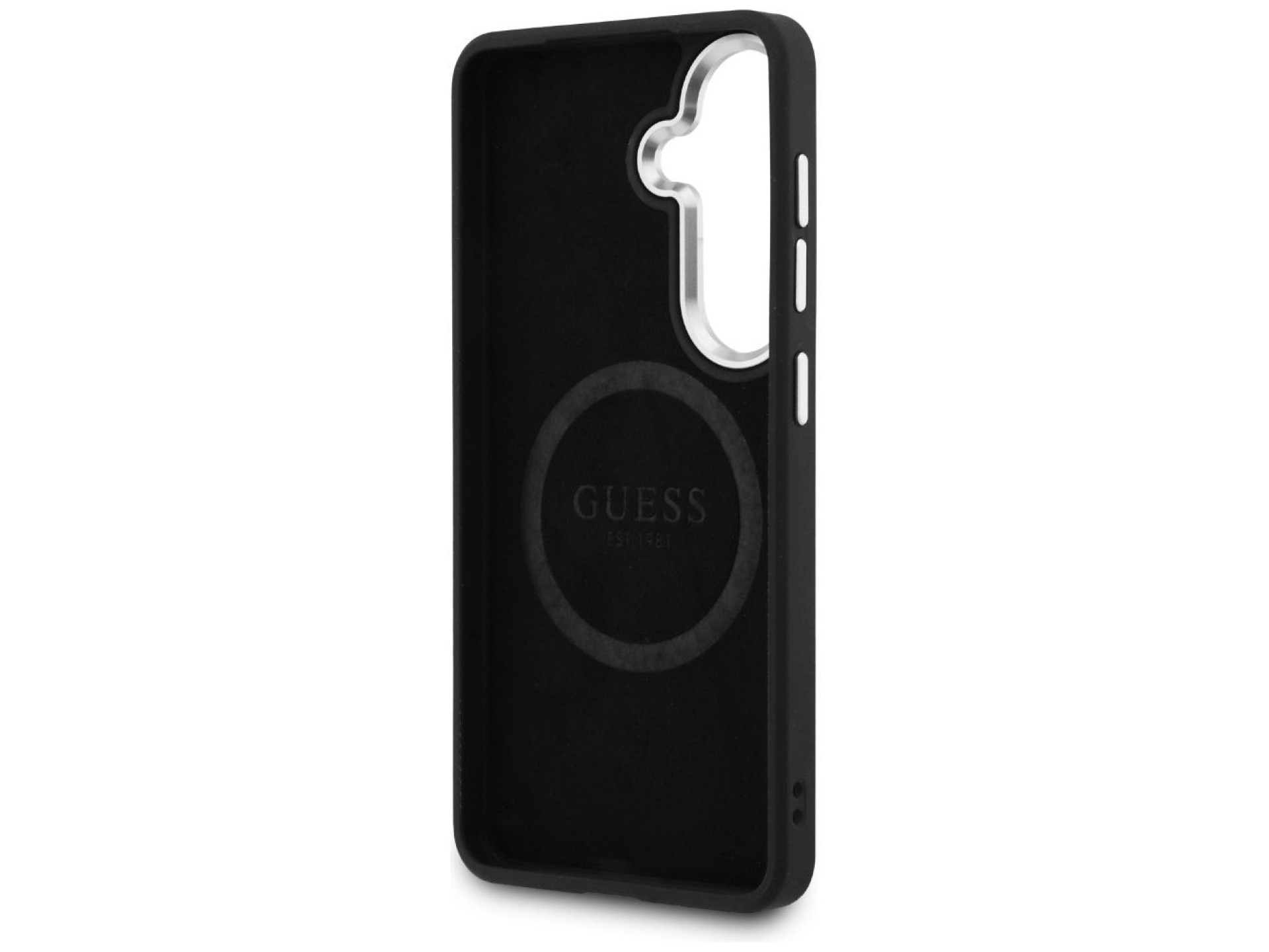 Funda Guess Fixed Glitter Triangle MagSafe para Samsung Galaxy S26+ - plateada