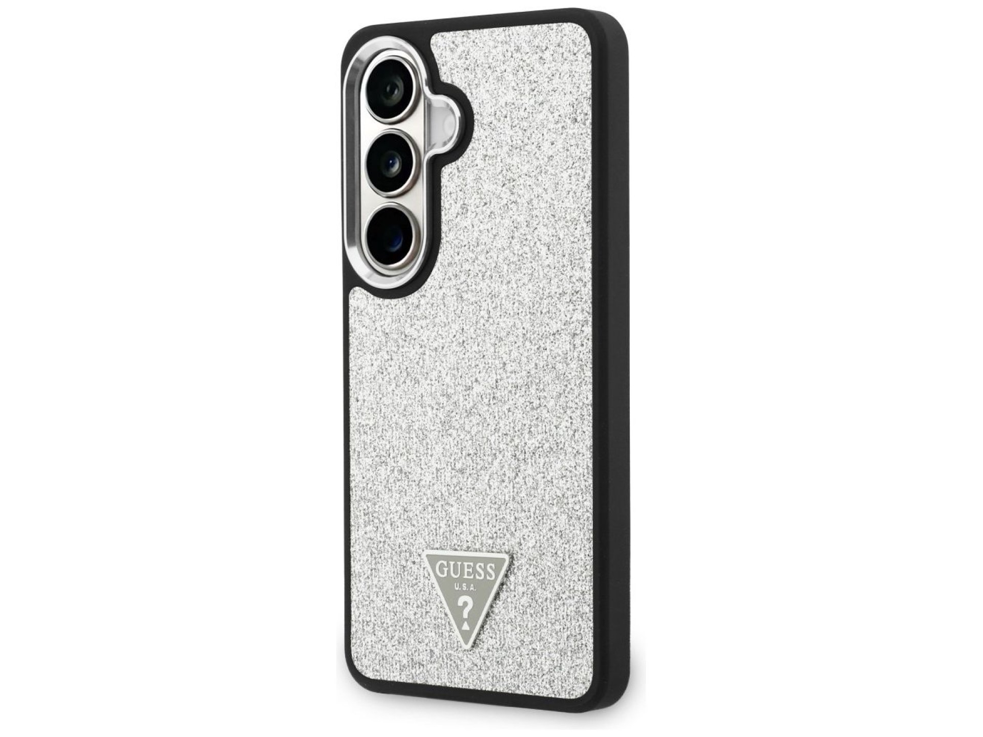 Funda Guess Fixed Glitter Triangle MagSafe para Samsung Galaxy S26+ - plateada