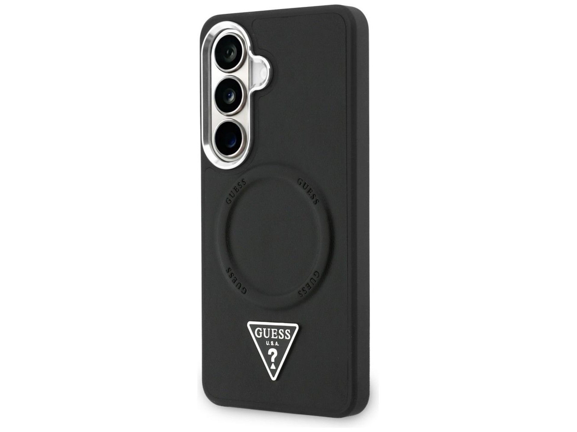 Guess Embossed Ring Triangle Logo MagSafe case for Samsung Galaxy S26 - black