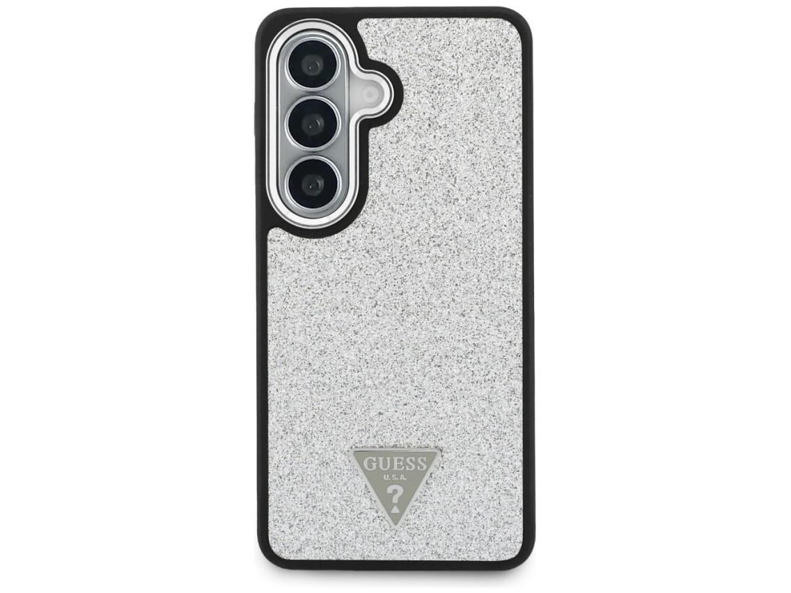 Funda Guess Fixed Glitter Triangle MagSafe para Samsung Galaxy S26+ - plateada