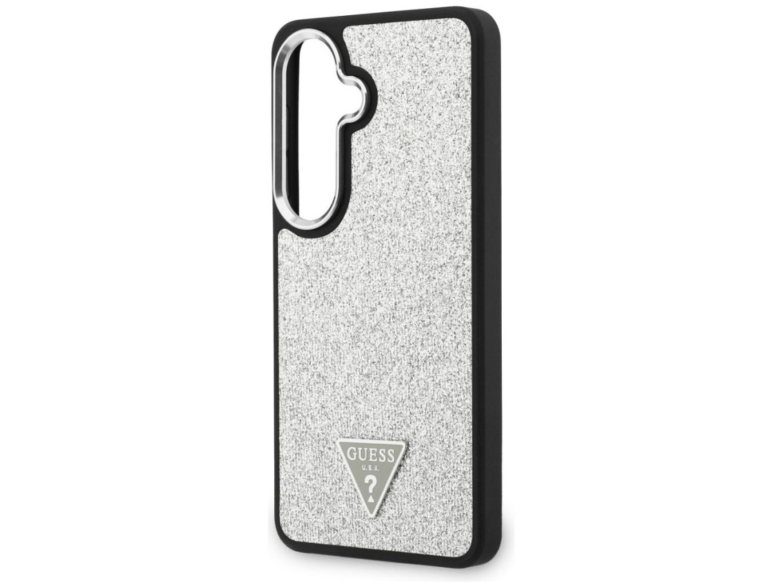 Funda Guess Fixed Glitter Triangle MagSafe para Samsung Galaxy S26+ - plateada