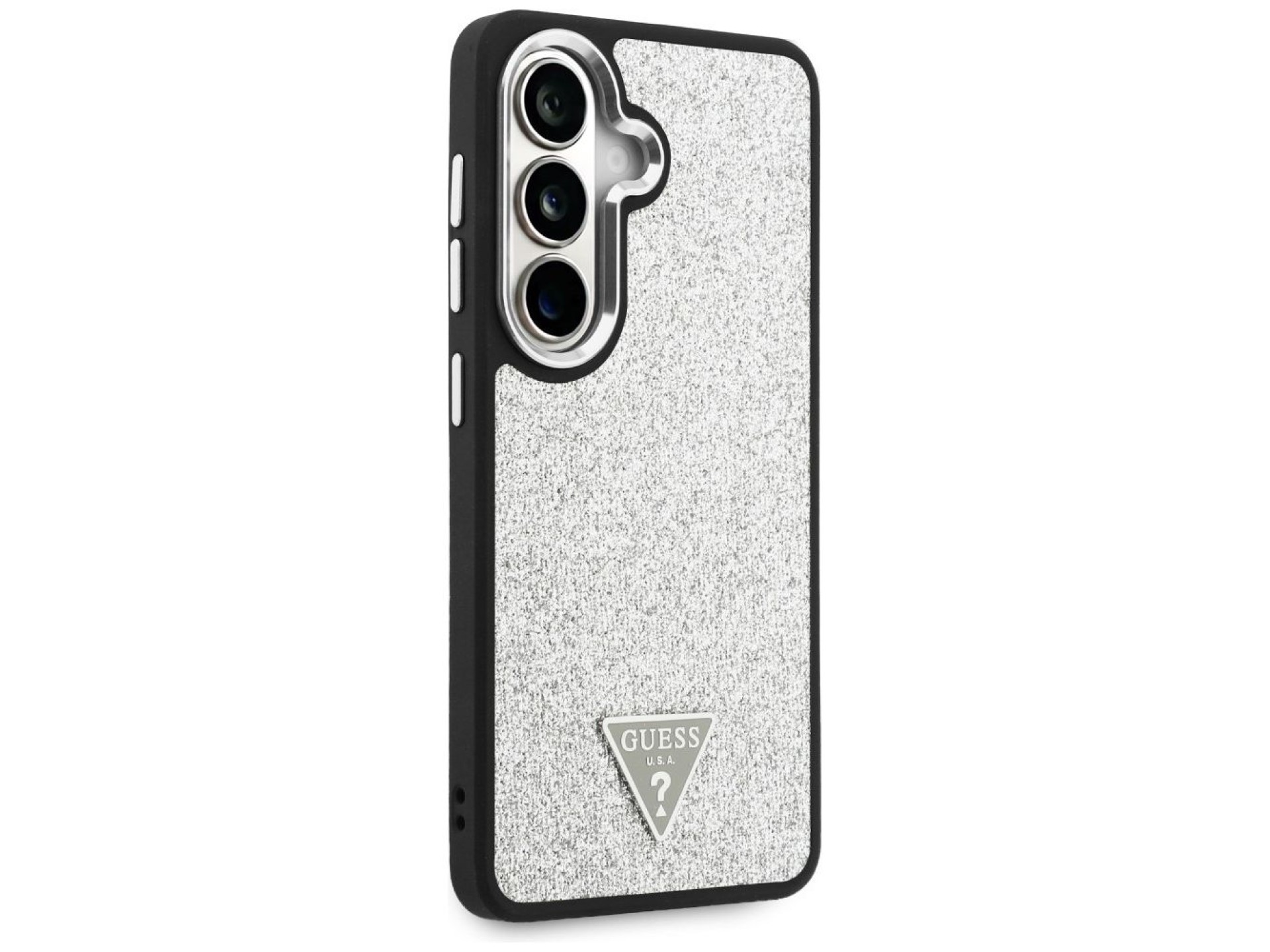 Funda Guess Fixed Glitter Triangle MagSafe para Samsung Galaxy S26+ - plateada
