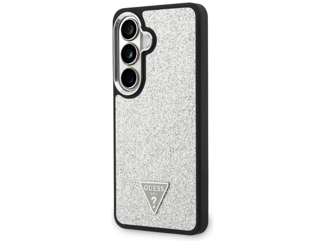 Funda Guess Fixed Glitter Triangle MagSafe para Samsung Galaxy S26+ - plateada