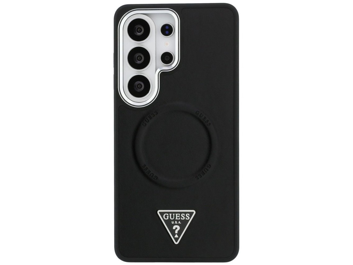 Capa MagSafe com logotipo triangular em relevo da Guess para Samsung Galaxy S26 Ultra - Preta
