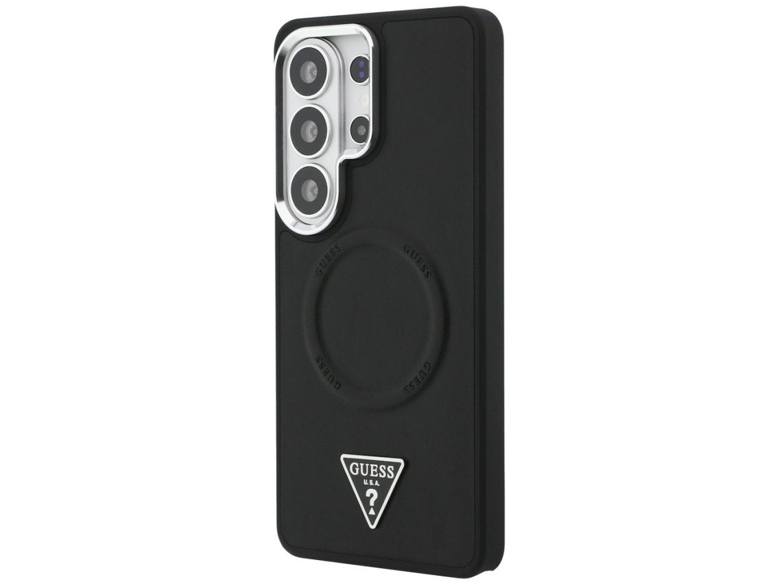 Capa MagSafe com logotipo triangular em relevo da Guess para Samsung Galaxy S26 Ultra - Preta