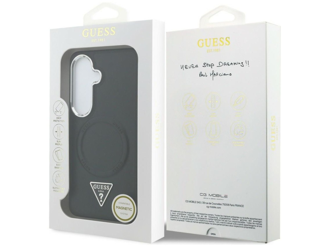 Guess Embossed Ring Triangle Logo MagSafe case for Samsung Galaxy S26 - black