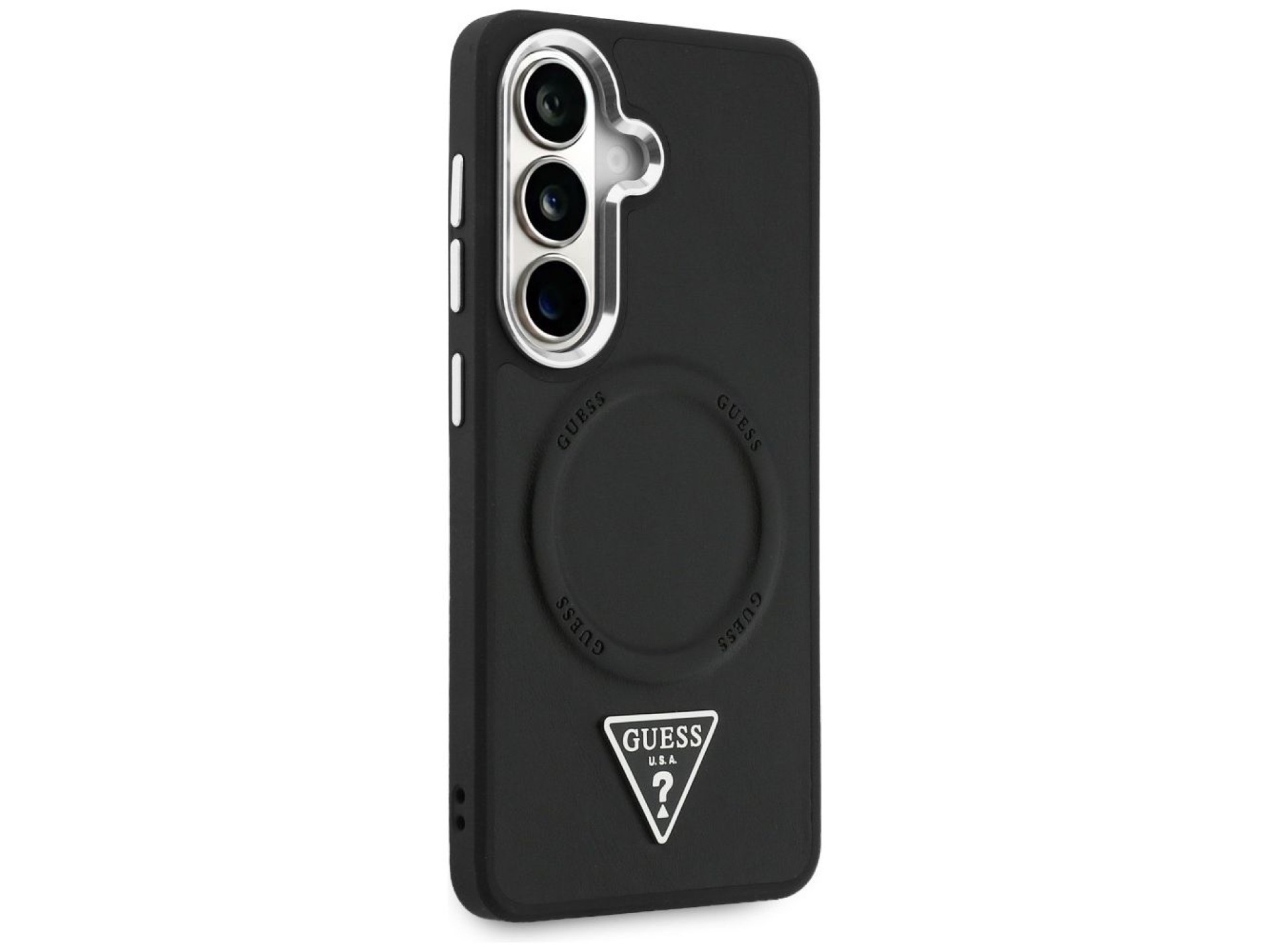 Guess Embossed Ring Triangle Logo MagSafe case for Samsung Galaxy S26 - black