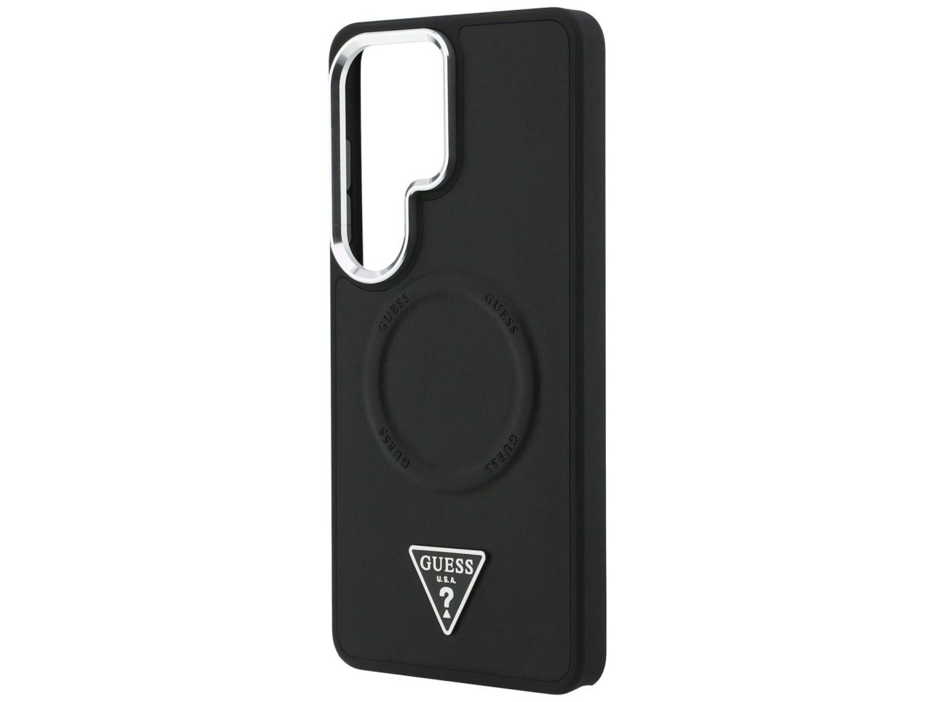 Capa MagSafe com logotipo triangular em relevo da Guess para Samsung Galaxy S26 Ultra - Preta