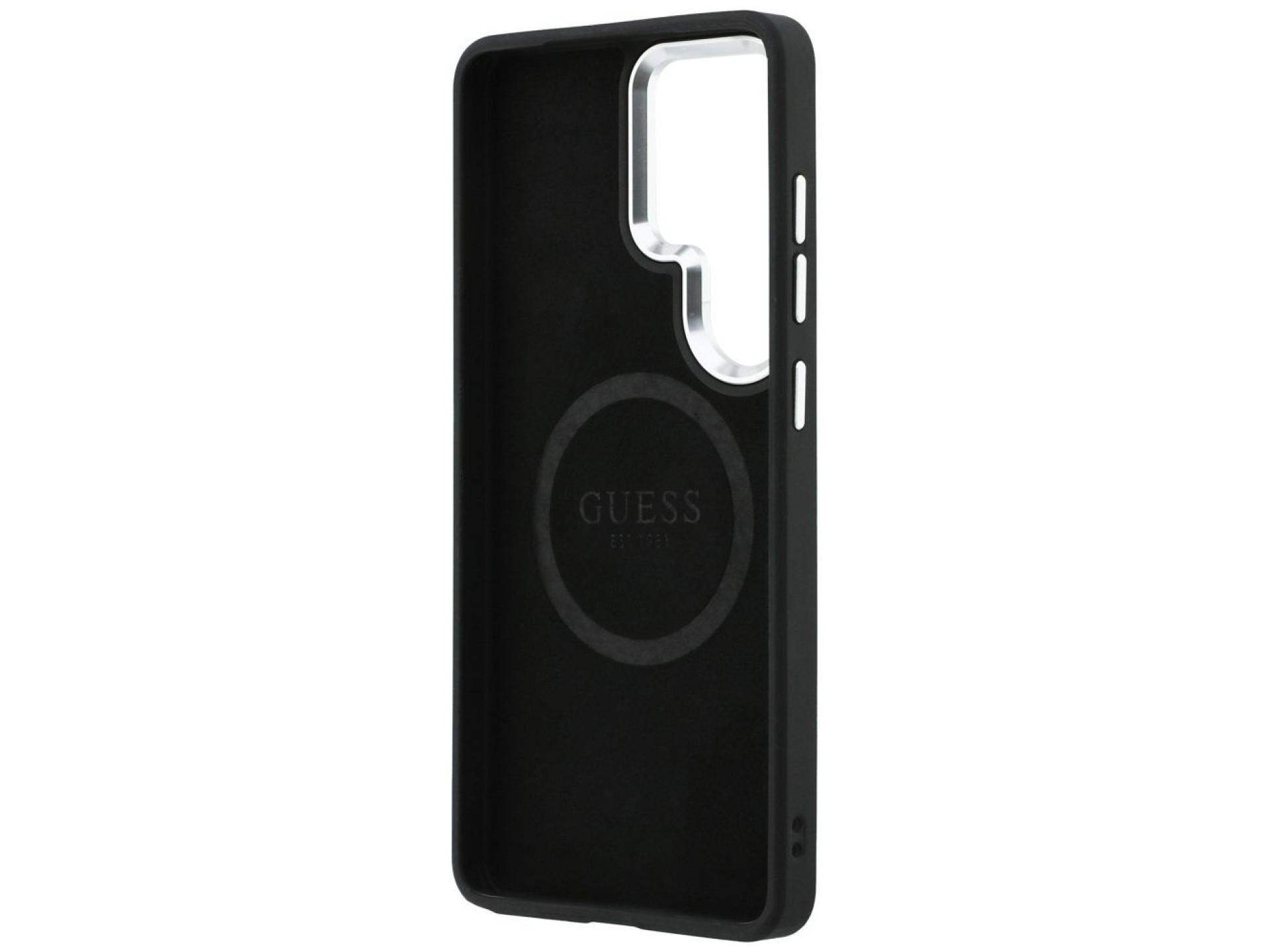 Capa MagSafe com logotipo triangular em relevo da Guess para Samsung Galaxy S26 Ultra - Preta