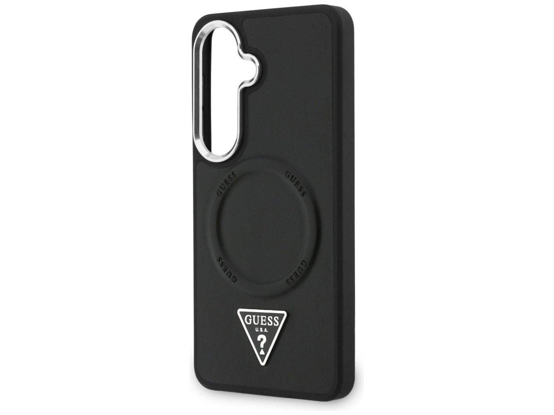 Guess Embossed Ring Triangle Logo MagSafe case for Samsung Galaxy S26 - black