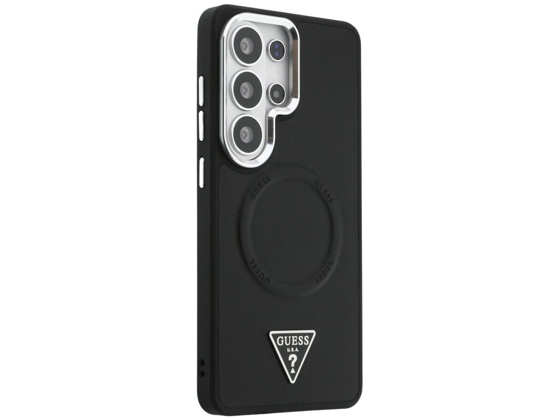 Capa MagSafe com logotipo triangular em relevo da Guess para Samsung Galaxy S26 Ultra - Preta