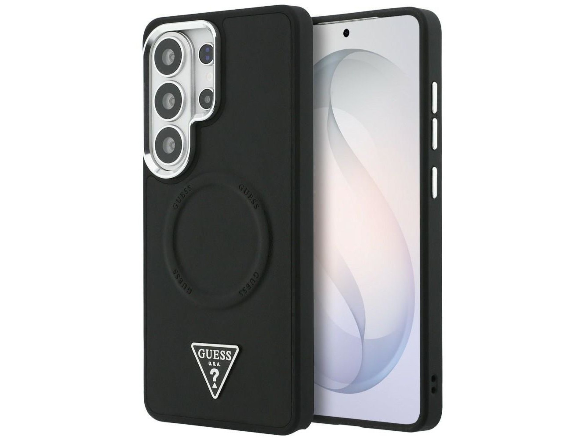 Capa MagSafe com logotipo triangular em relevo da Guess para Samsung Galaxy S26 Ultra - Preta