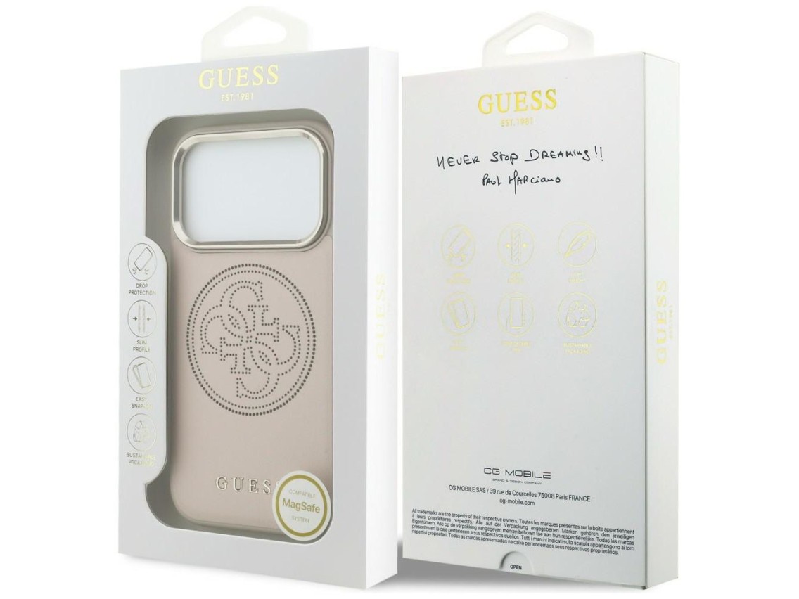 Funda Guess perforada 4G MagSafe para iPhone 17 Pro - Rosa