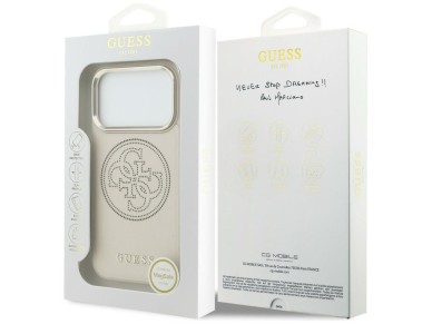 Capa Guess Perfurada 4G MagSafe para iPhone 17 Pro - Bege Capa Guess Perfurada 4G MagSafe para iPhone 17 Pro - Bege