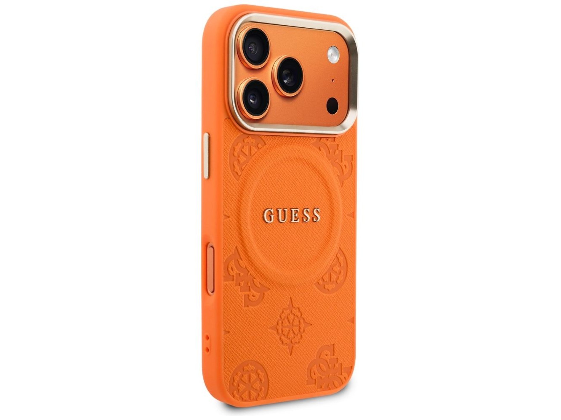 Funda Guess Peony Hot Stamp MagSafe para iPhone 17 Pro - Naranja