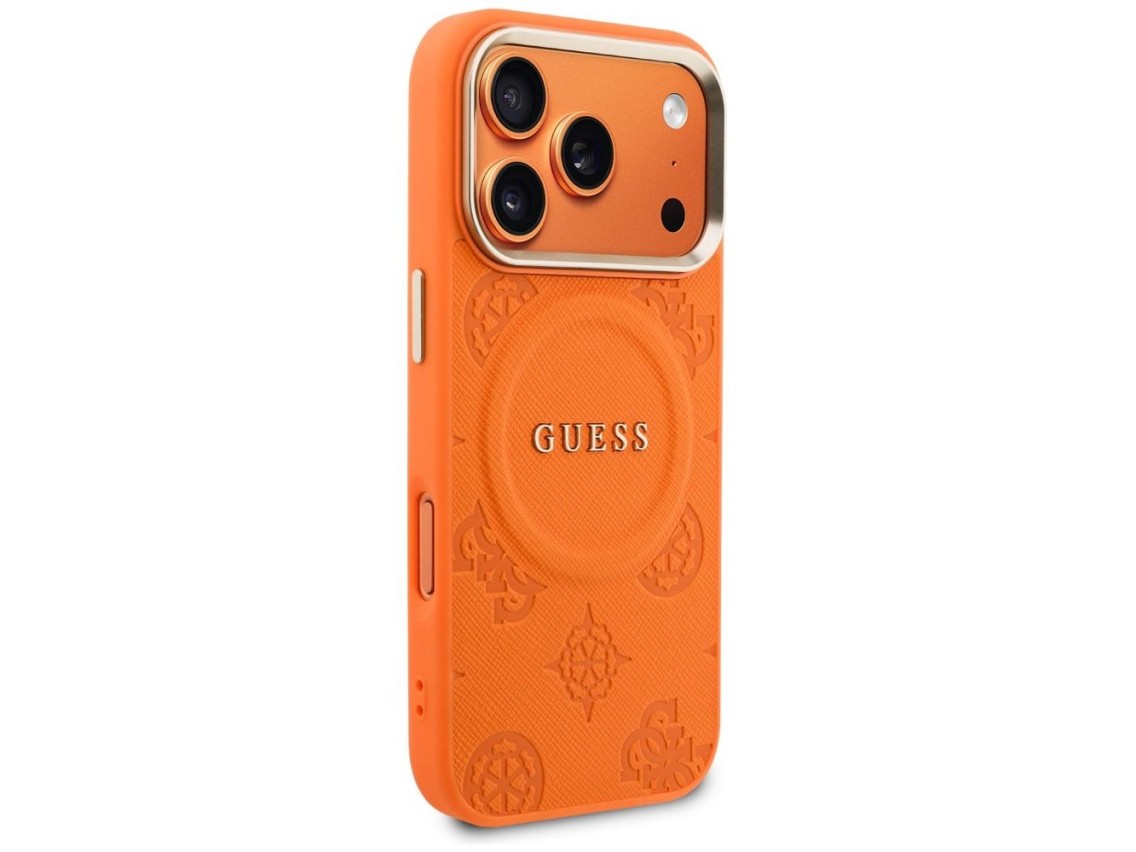 Funda Guess Peony Hot Stamp MagSafe para iPhone 17 Pro - Naranja