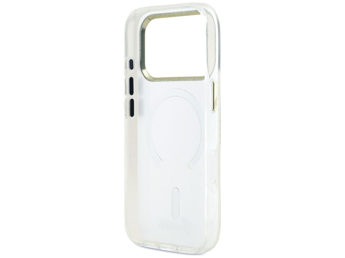 Guess IML Shell Script Metal MagSafe Case for iPhone 17 Pro Max - White
