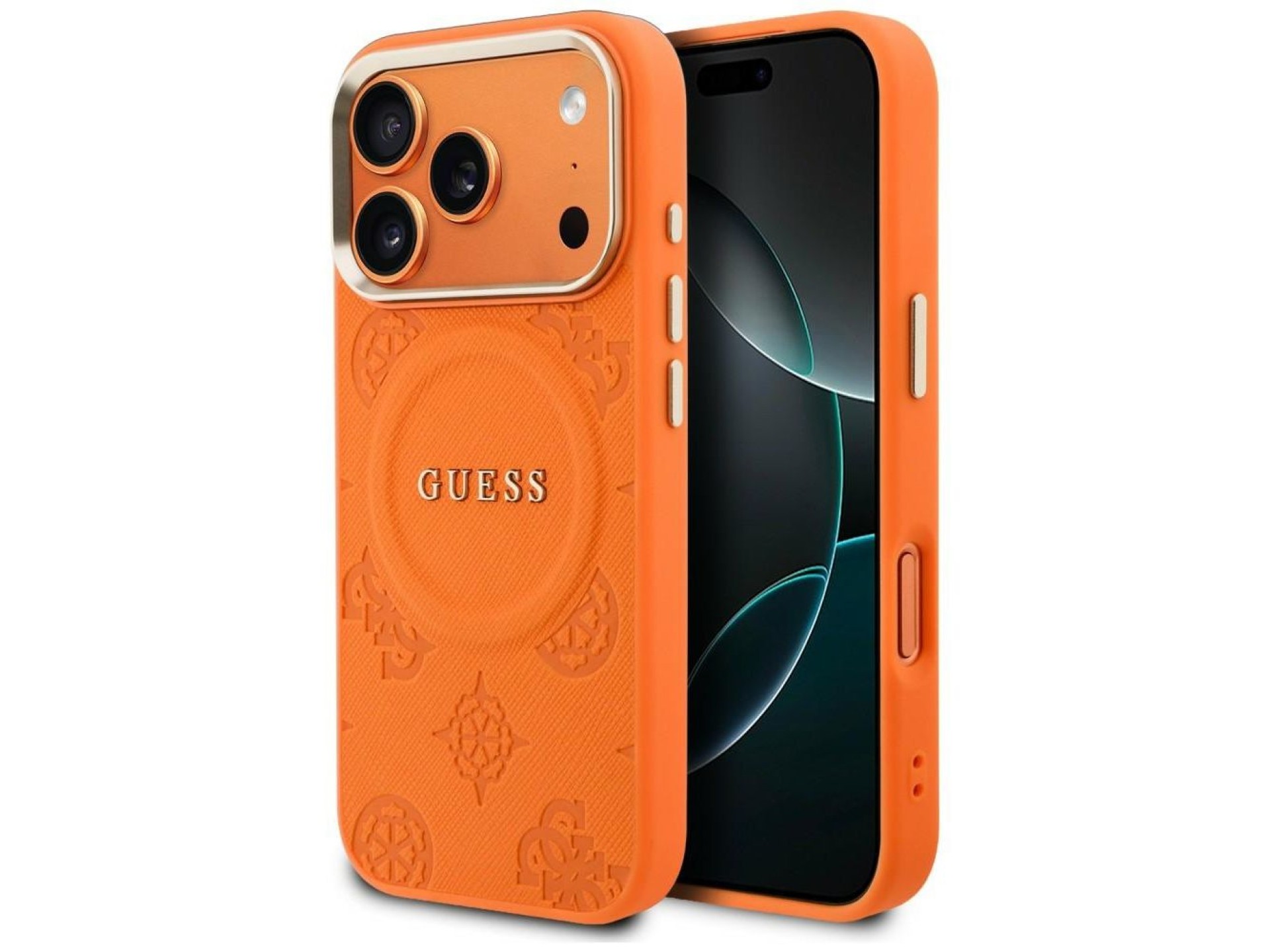Funda Guess Peony Hot Stamp MagSafe para iPhone 17 Pro - Naranja