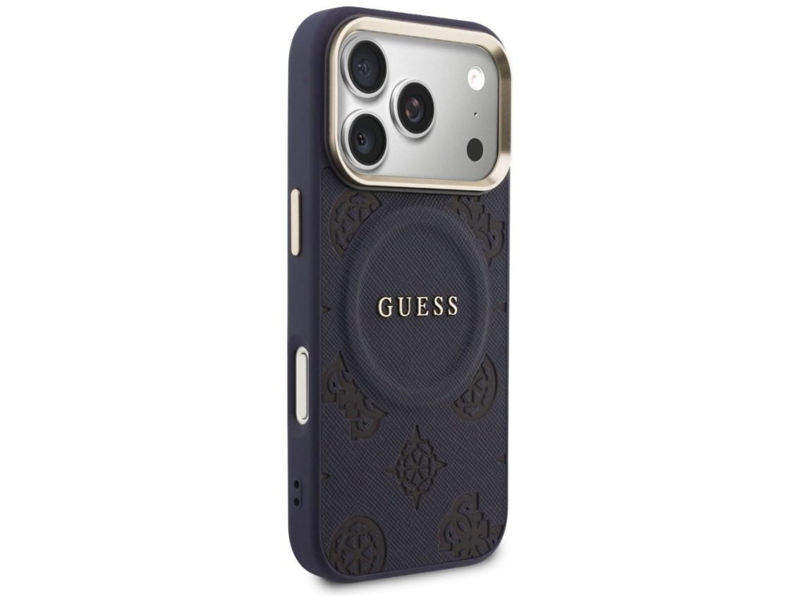 Funda Guess Peony Hot Stamp MagSafe para iPhone 17 Pro Max - Azul