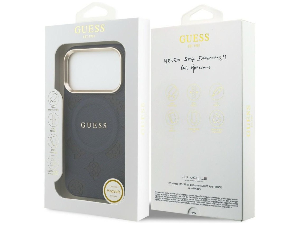 Capa Guess Peony Hot Stamp MagSafe para iPhone 17 Pro - Azul