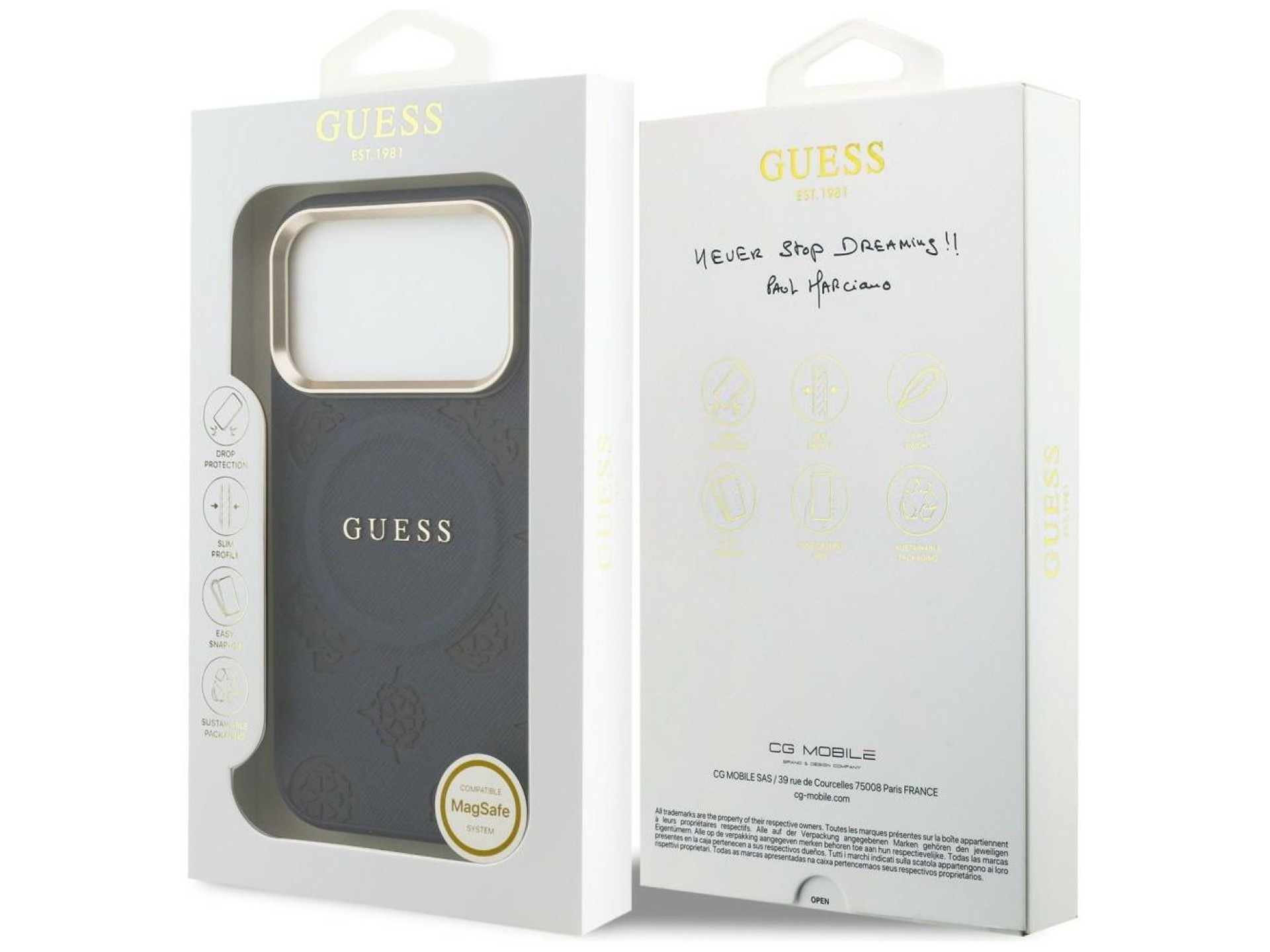 Funda Guess Peony Hot Stamp MagSafe para iPhone 17 Pro Max - Azul