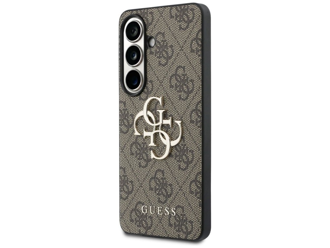 Capa Guess 4G com logo grande em metal para Samsung Galaxy S26 - Marrom