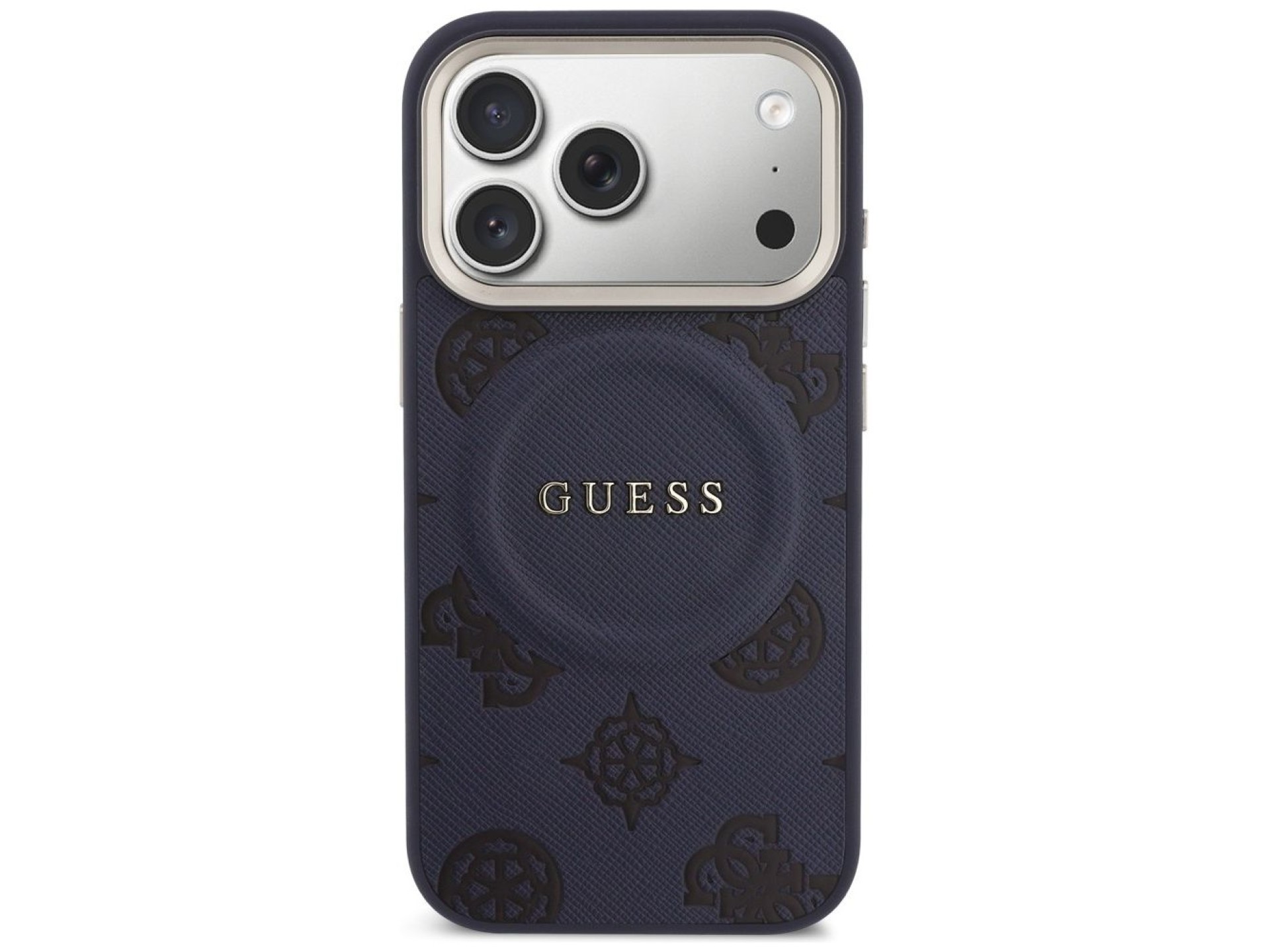 Capa Guess Peony Hot Stamp MagSafe para iPhone 17 Pro - Azul