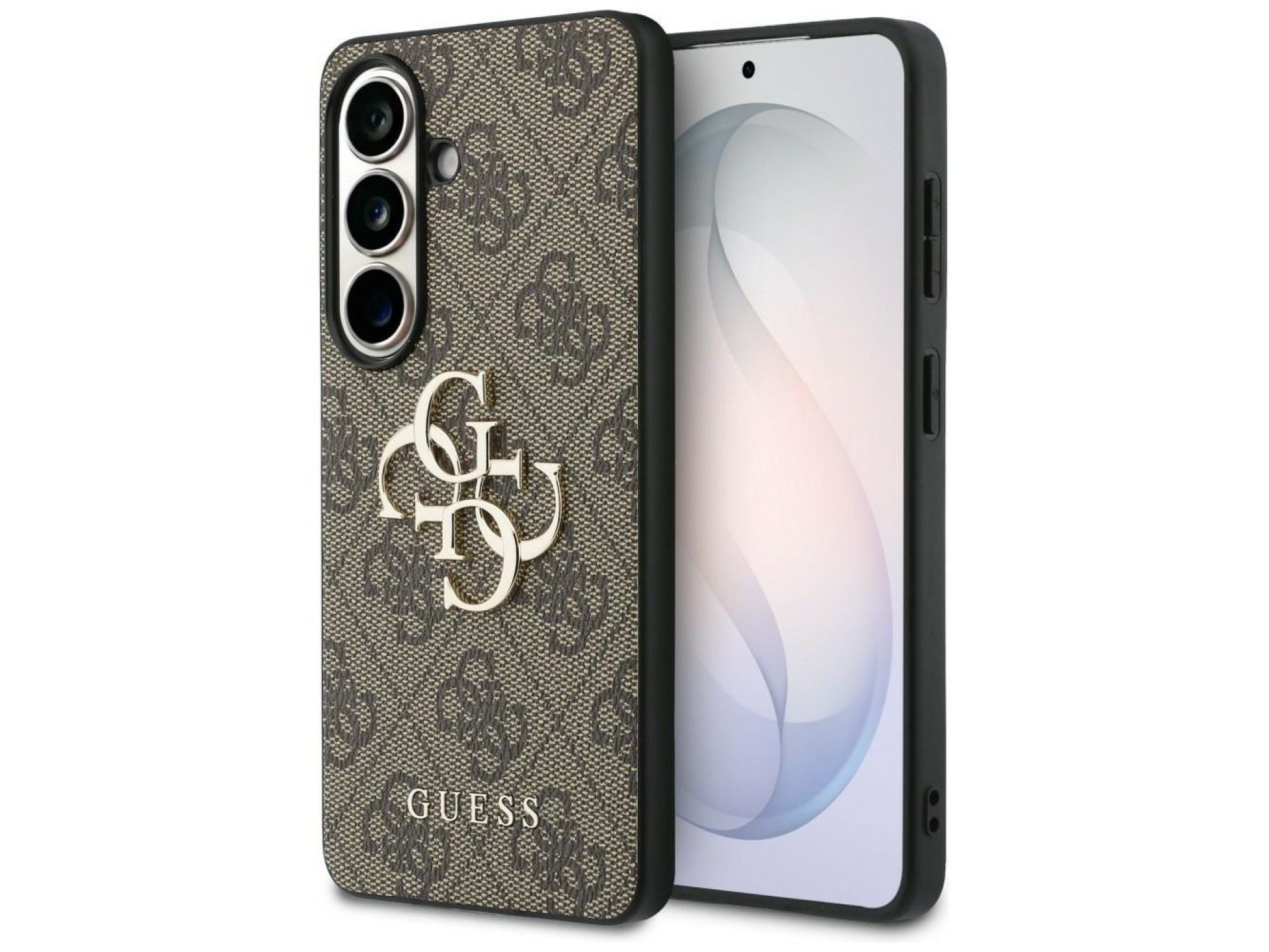 Capa Guess 4G com logo grande em metal para Samsung Galaxy S26 - Marrom