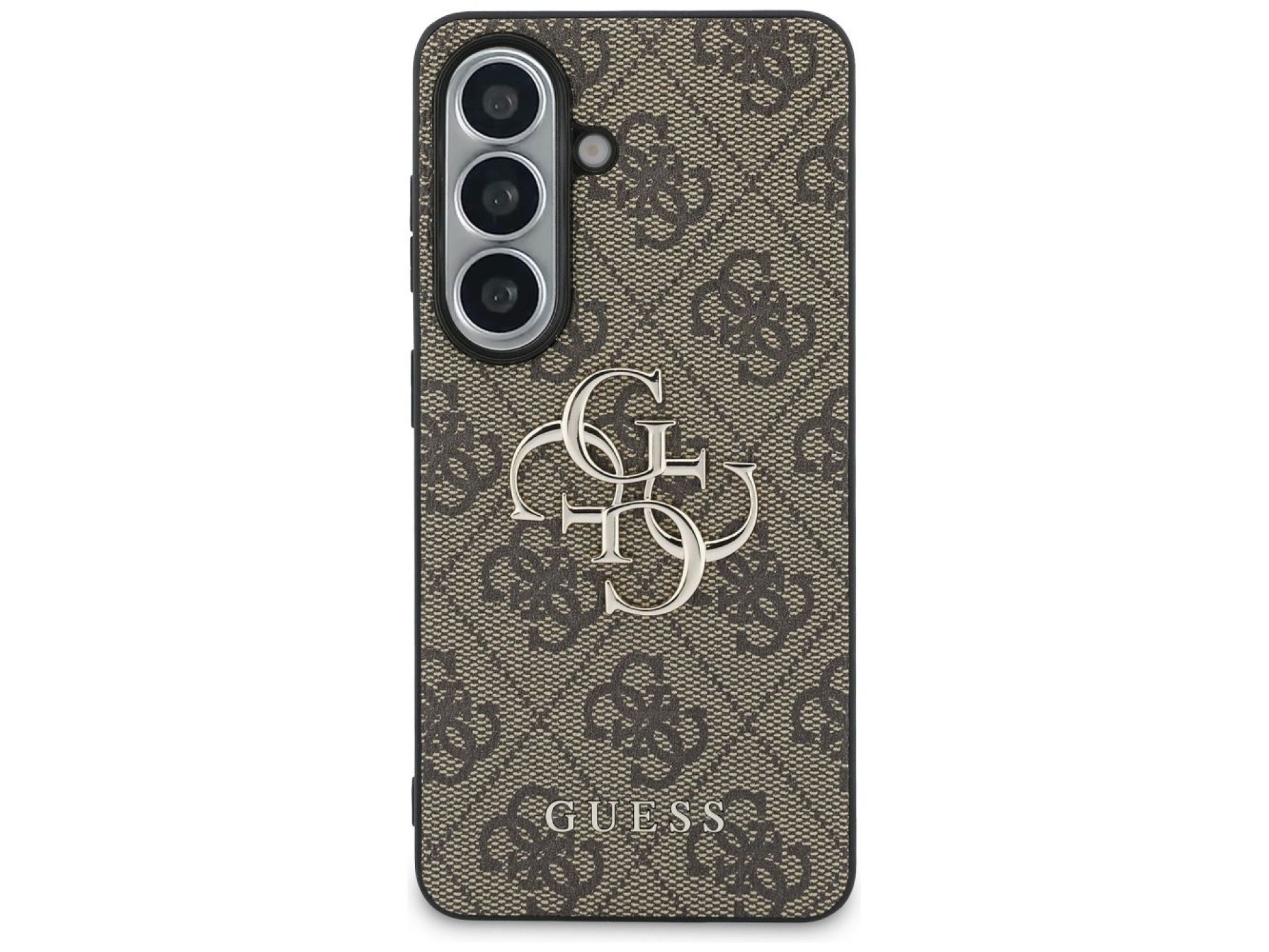 Capa Guess 4G com logo grande em metal para Samsung Galaxy S26 - Marrom