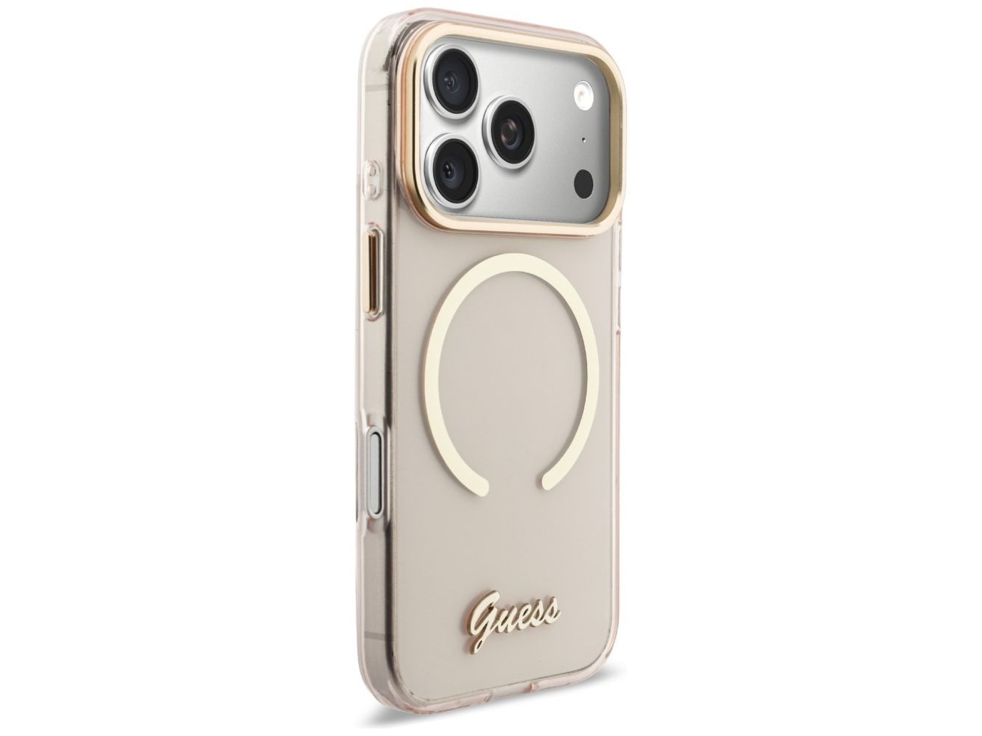 Funda metálica Guess IML Script MagSafe para iPhone 17 Pro - Rosa