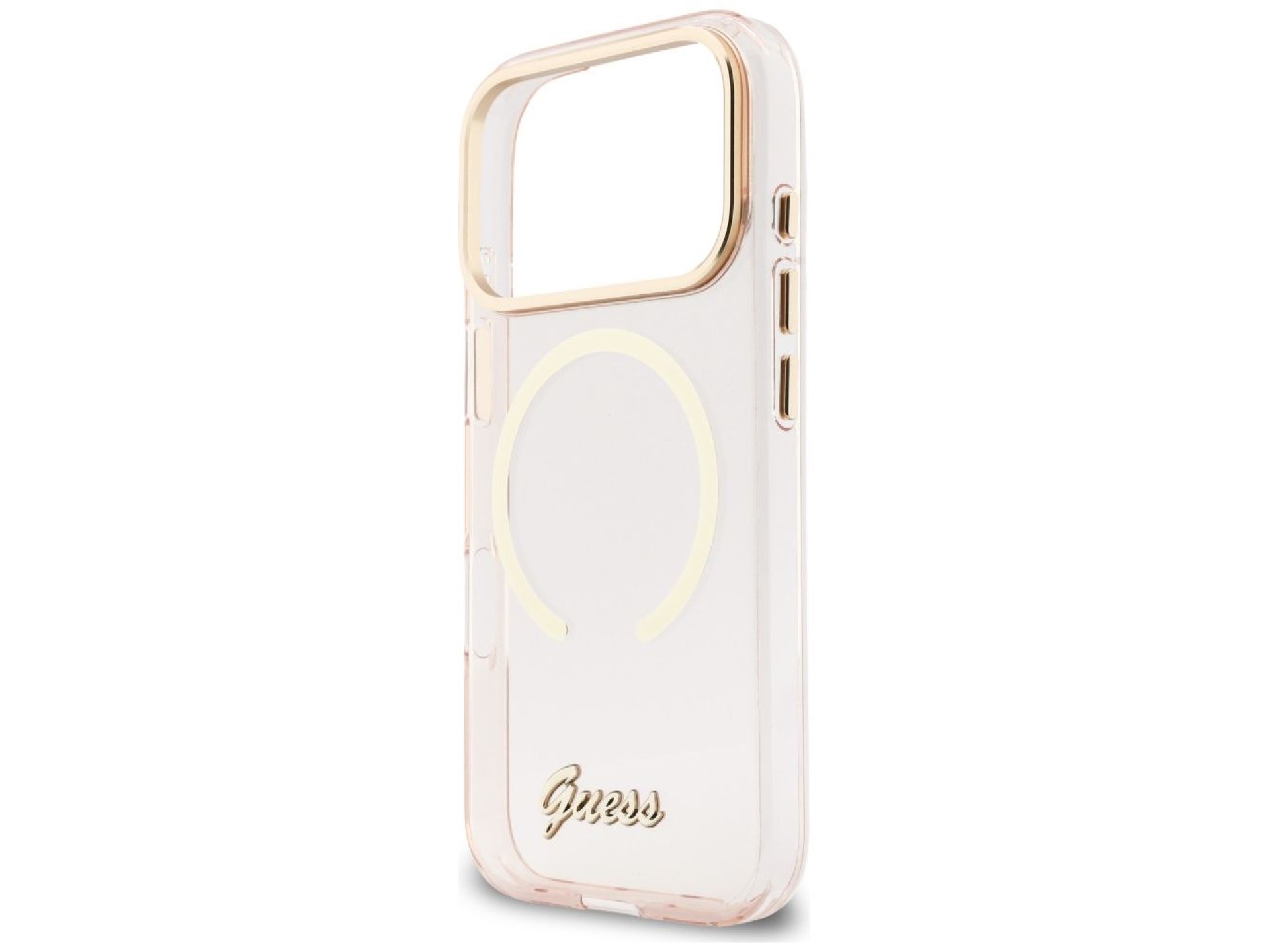 Funda metálica Guess IML Script MagSafe para iPhone 17 Pro - Rosa