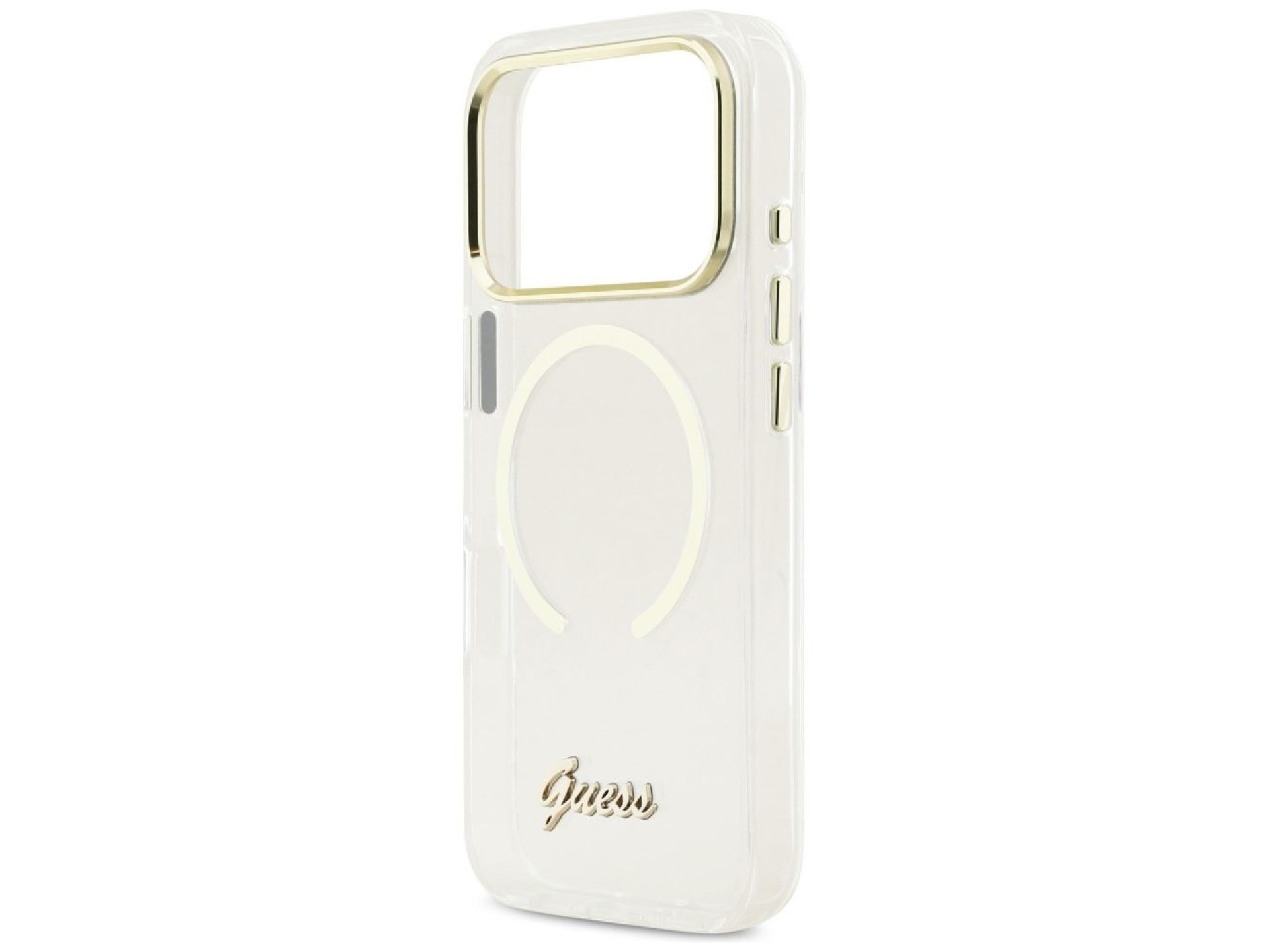 Capa MagSafe Guess IML Script Metal para iPhone 17 Pro - Transparente