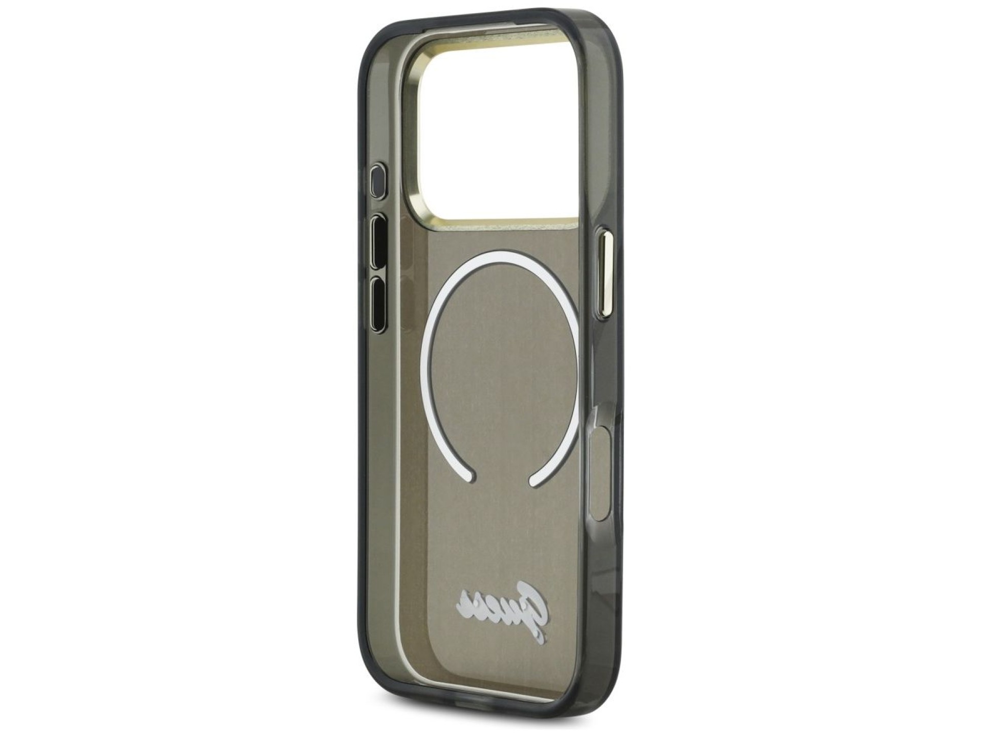 Guess IML Script Metal MagSafe Case for iPhone 17 Pro Max - Black