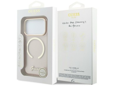 Guess IML Script Metal MagSafe Case for iPhone 17 Pro - Pink Guess IML Script Metal MagSafe Case for iPhone 17 Pro - Pink