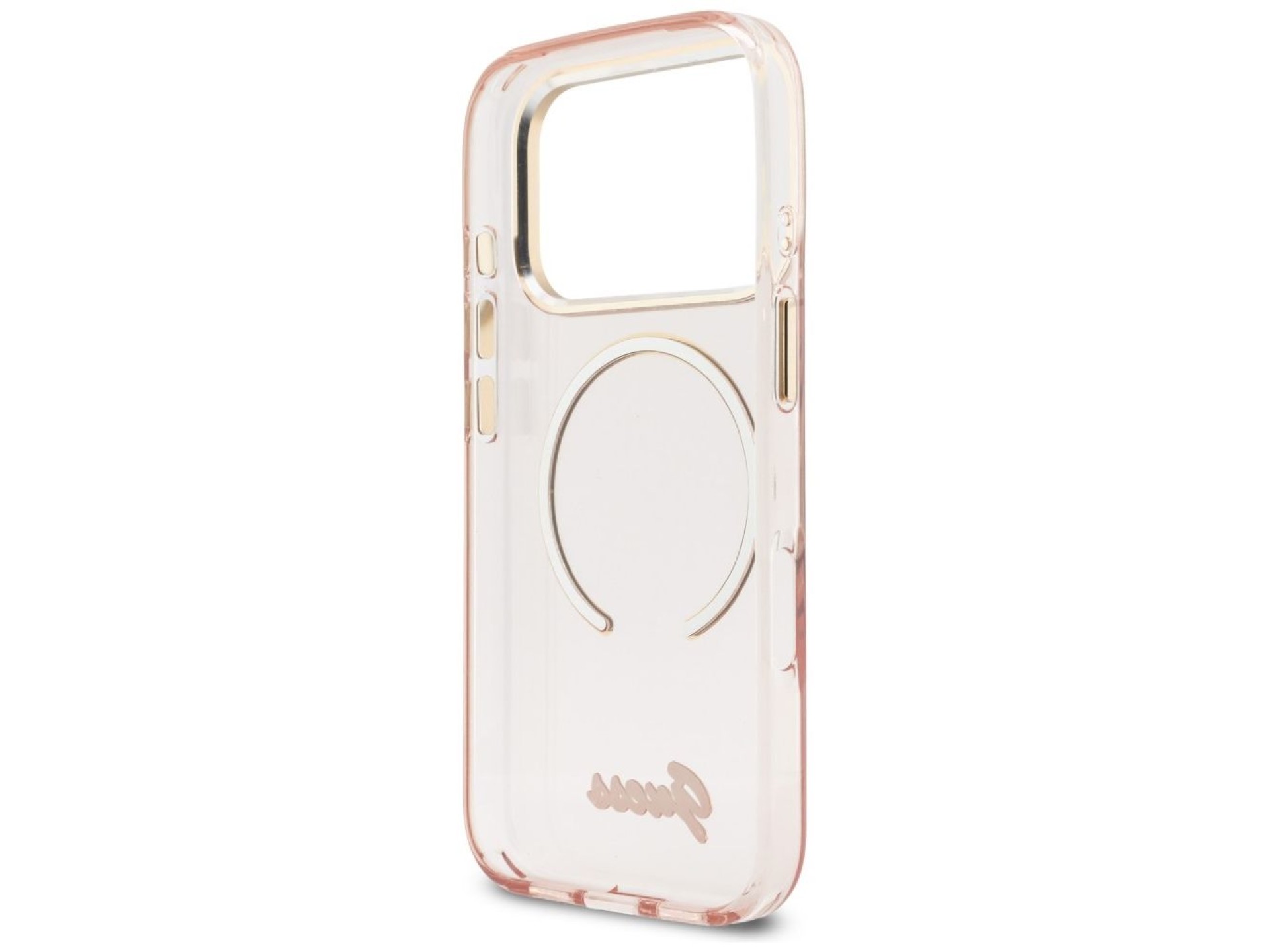 Funda metálica Guess IML Script MagSafe para iPhone 17 Pro - Rosa