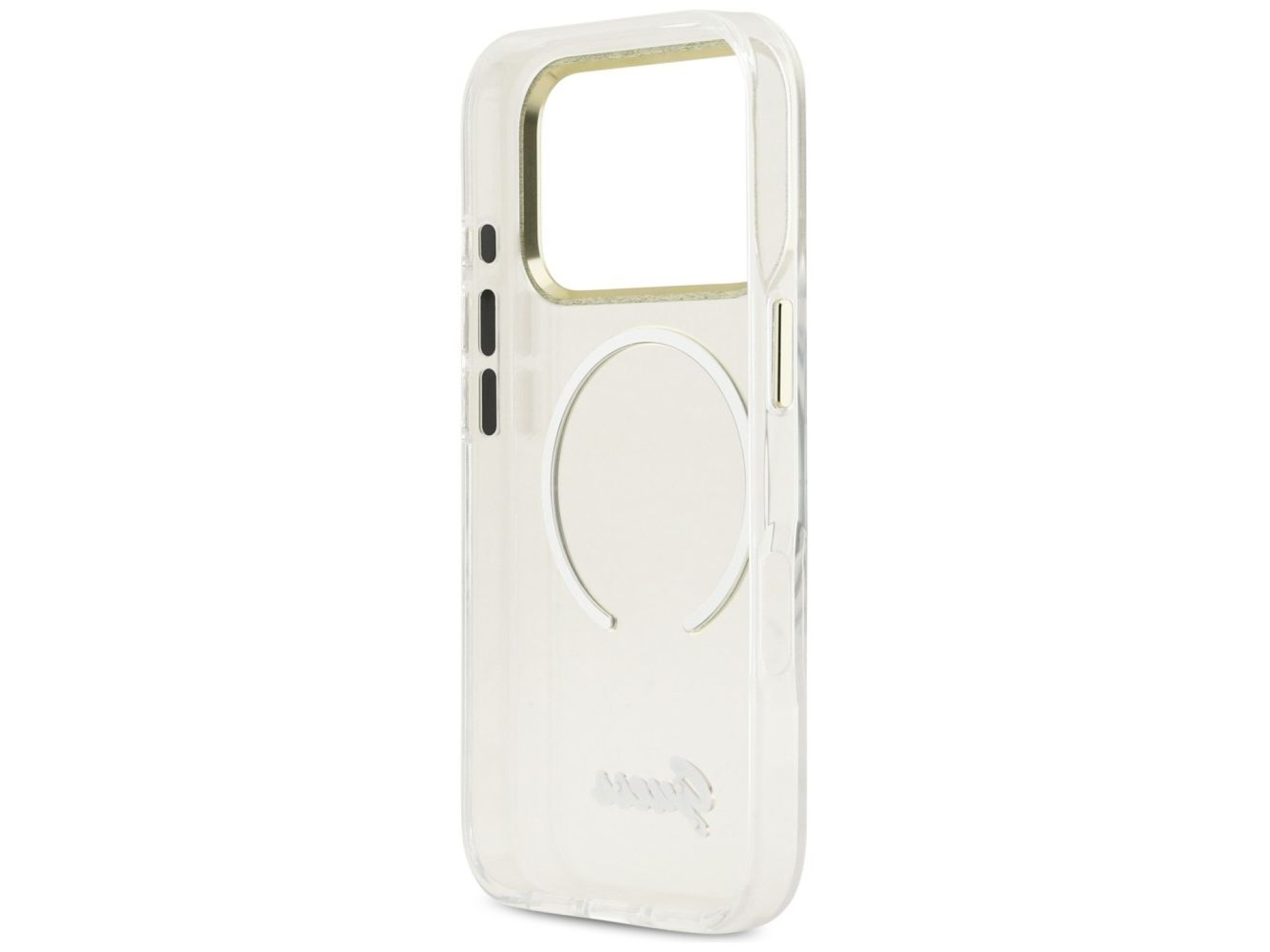 Capa MagSafe Guess IML Script Metal para iPhone 17 Pro - Transparente