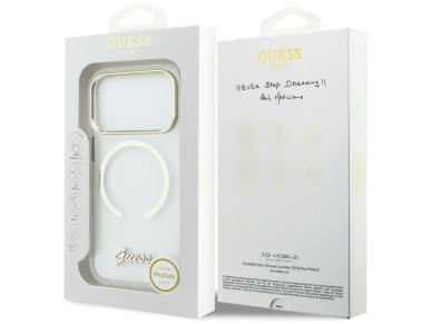 Guess IML Script Metal MagSafe Case for iPhone 17 Pro - Clear Guess IML Script Metal MagSafe Case for iPhone 17 Pro - Clear