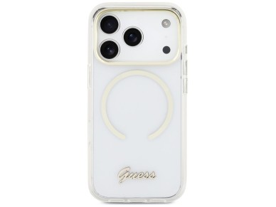 Guess IML Script Metal MagSafe Case for iPhone 17 Pro Max - Clear Guess IML Script Metal MagSafe Case for iPhone 17 Pro Max - Clear