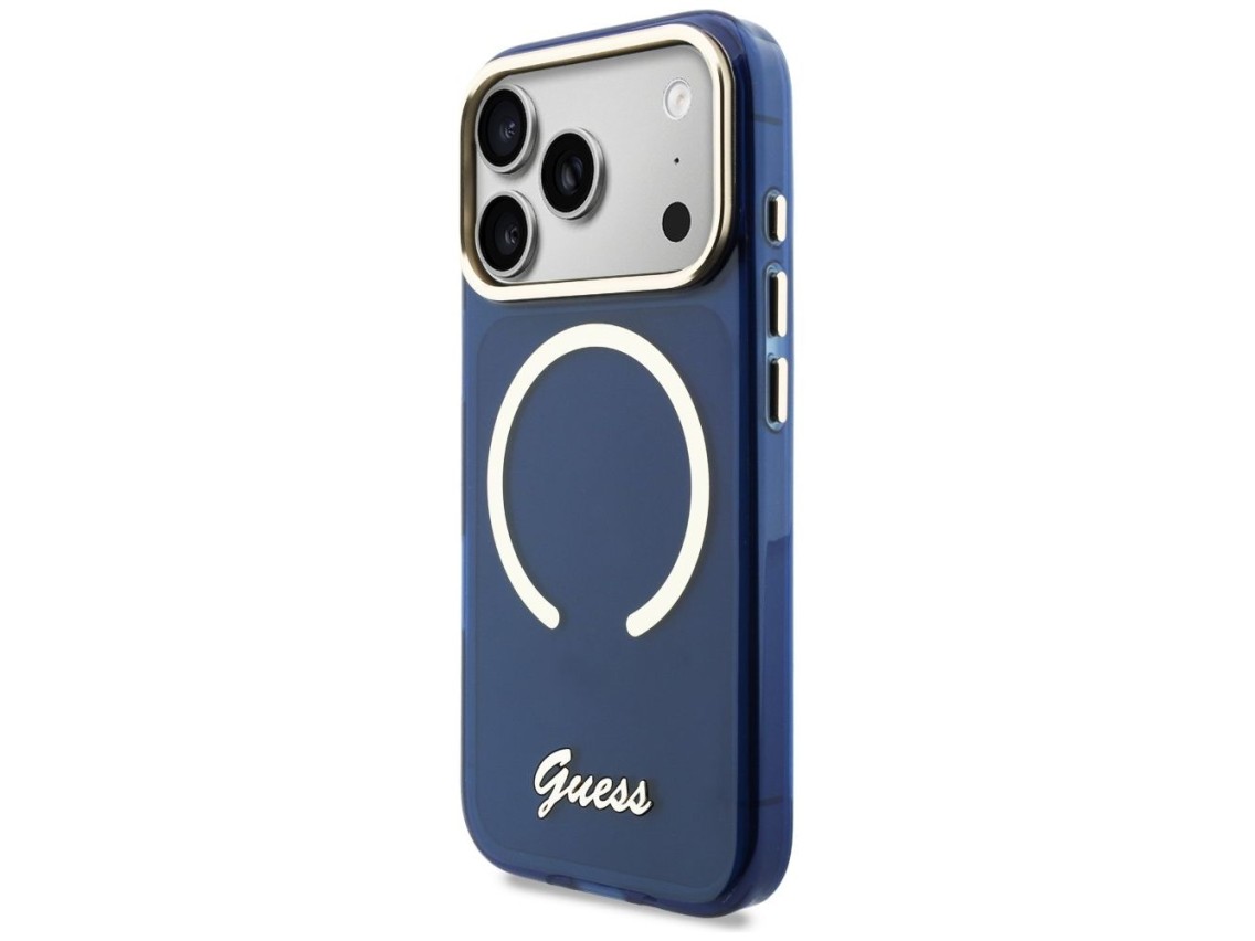 Funda met�lica MagSafe Guess IML Script para iPhone 17 Pro - Azul