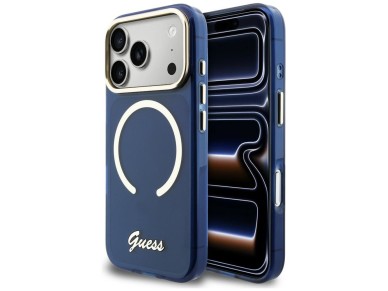 Guess IML Script Metal MagSafe Case for iPhone 17 Pro Max - Blue Guess IML Script Metal MagSafe Case for iPhone 17 Pro Max - Blue