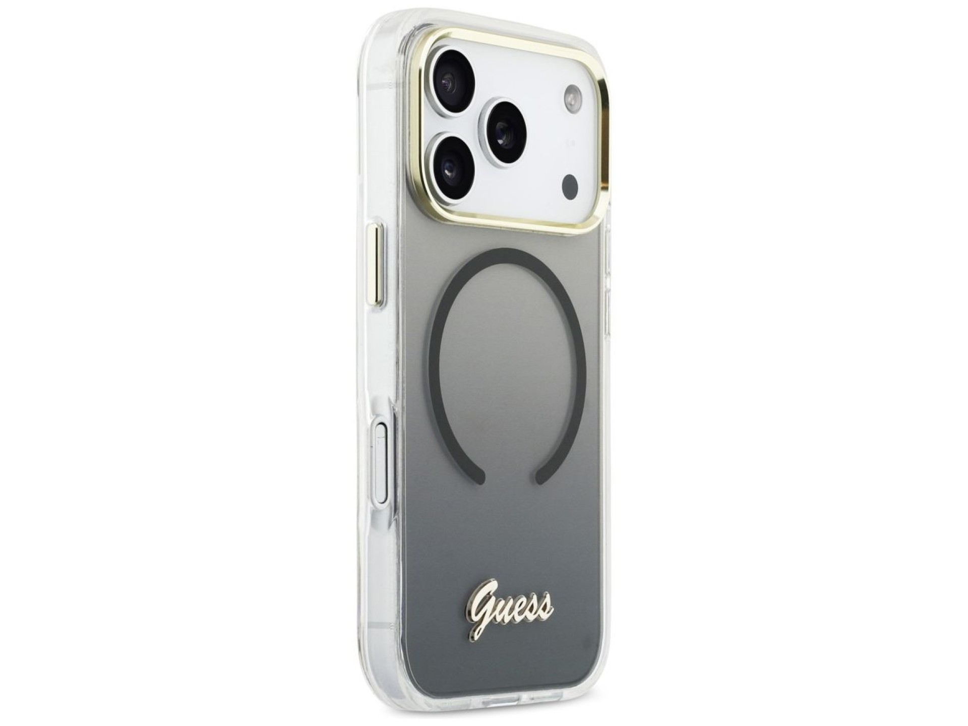 Capa MagSafe Guess IML Gradient Script Metal para iPhone 17 Pro Max - Preta