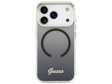 Capa MagSafe Guess IML Gradient Script Metal para iPhone 17 Pro Max - Preta Capa MagSafe Guess IML Gradient Script Metal para iPhone 17 Pro Max - Preta