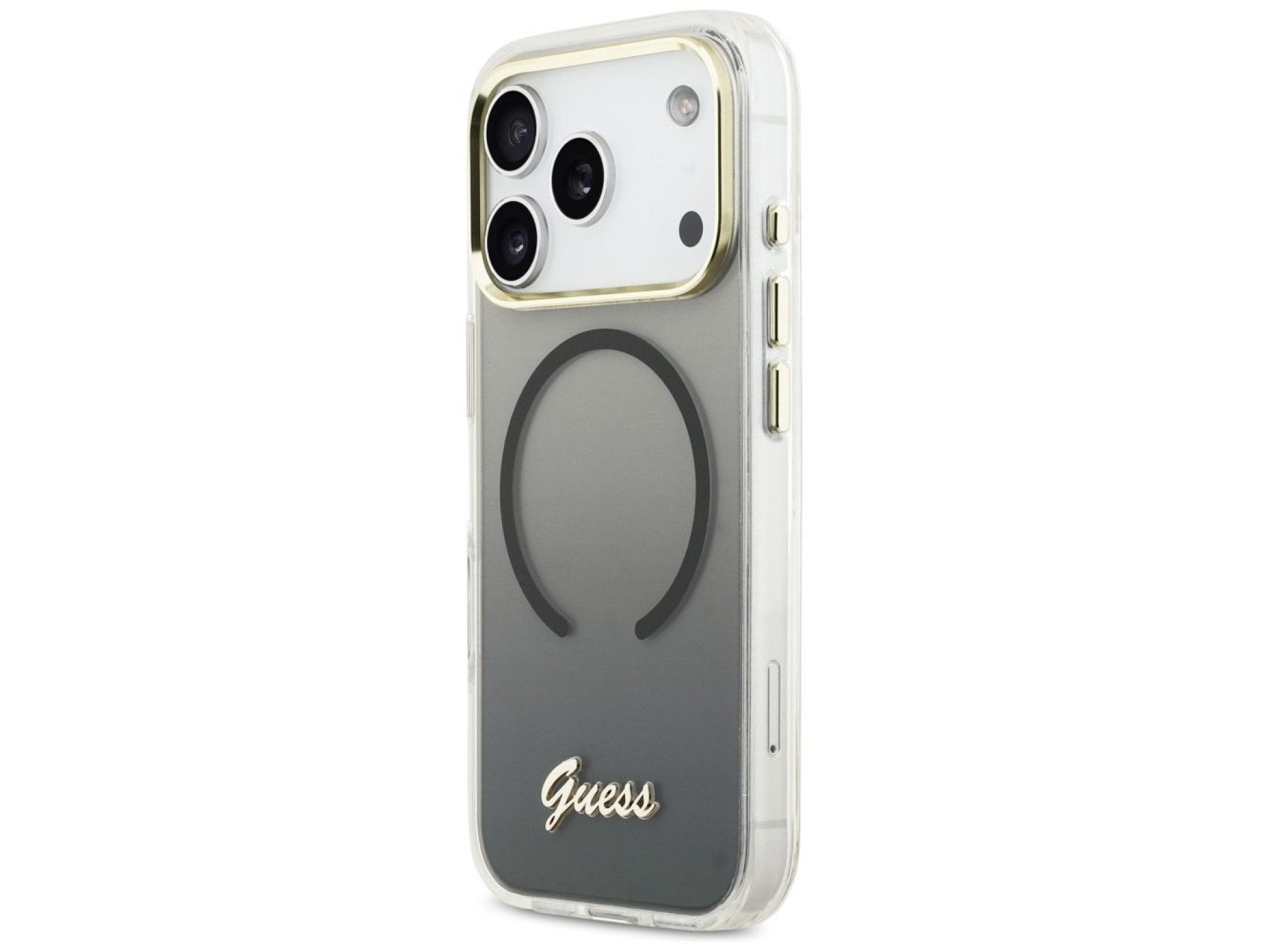 Capa MagSafe Guess IML Gradient Script Metal para iPhone 17 Pro Max - Preta