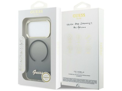 Capa MagSafe Guess IML Gradient Script Metal para iPhone 17 Pro Max - Preta Capa MagSafe Guess IML Gradient Script Metal para iPhone 17 Pro Max - Preta